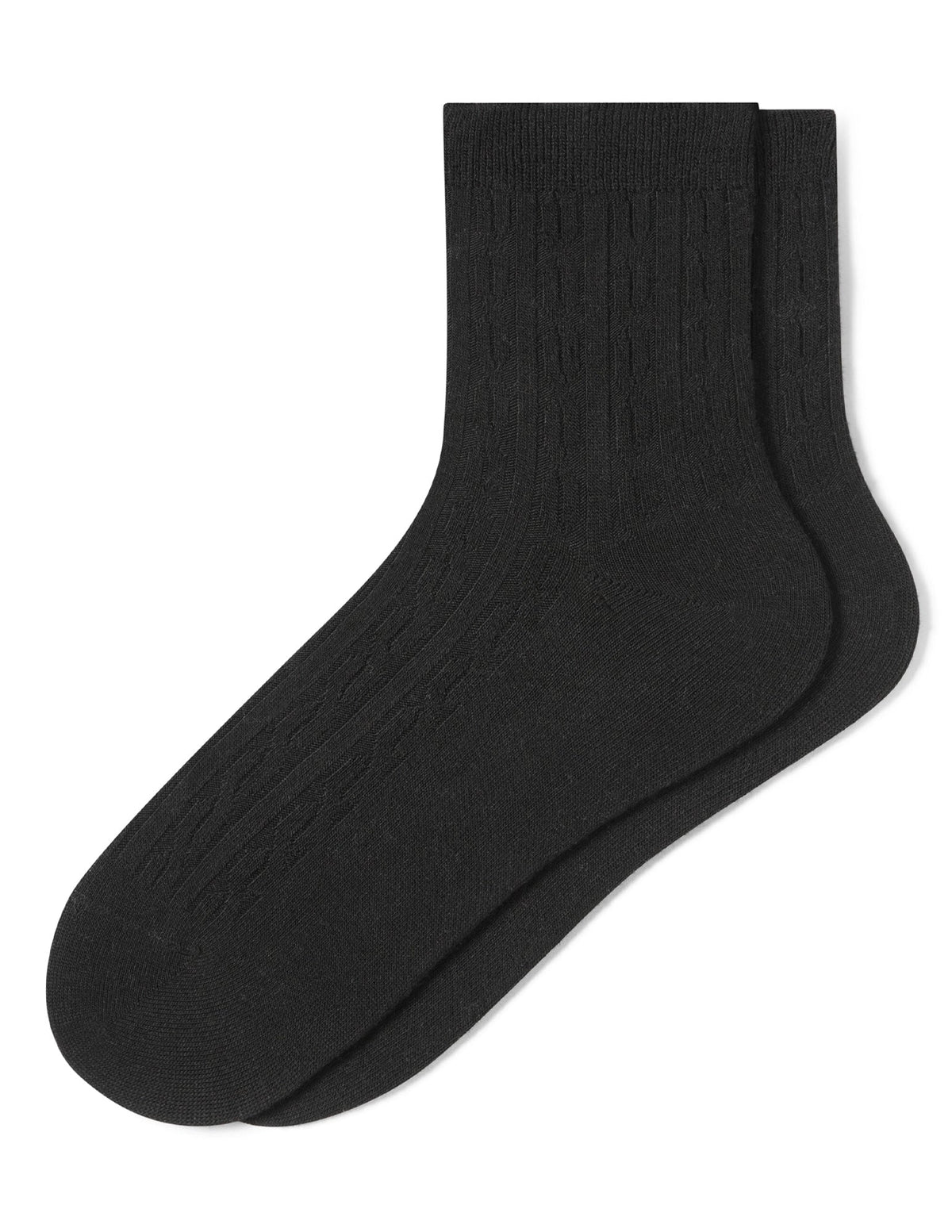Hue Silk Blend Cable Crew - Black