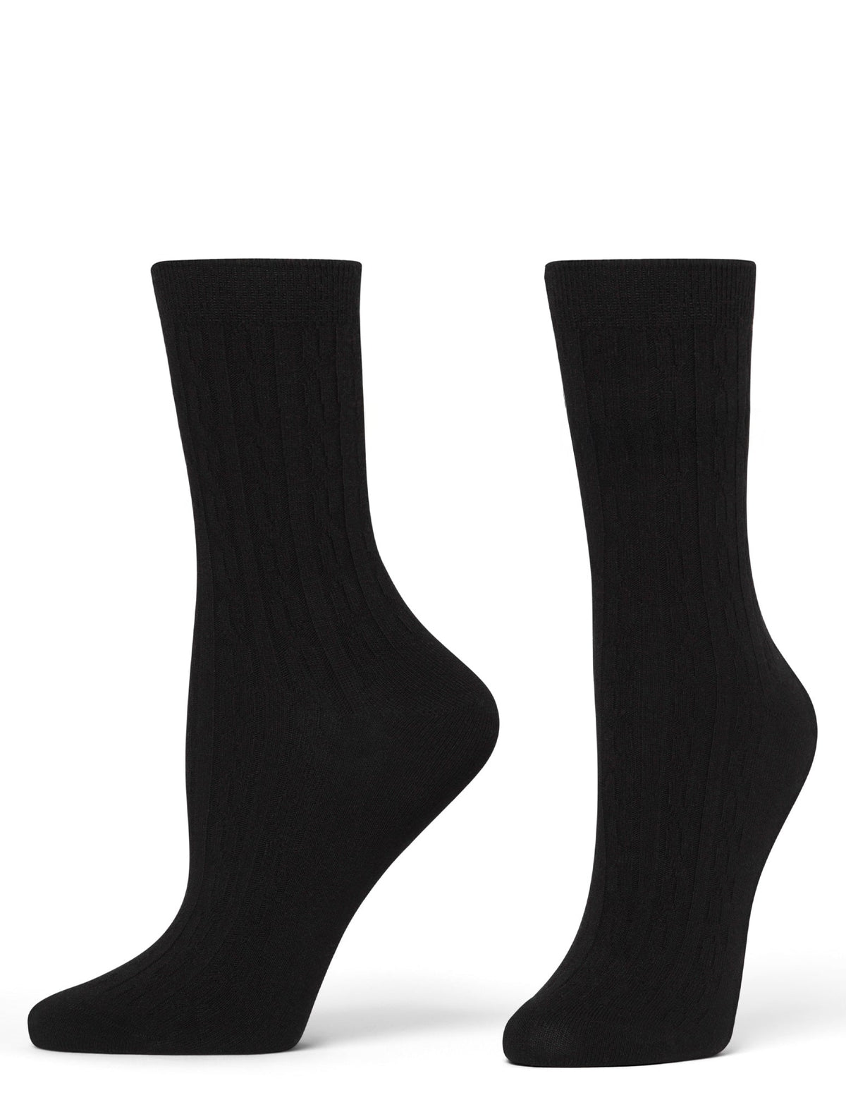 Hue Silk Blend Cable Crew - Black