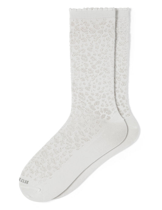 Hue Textured Animal Crew Sock - Winter White