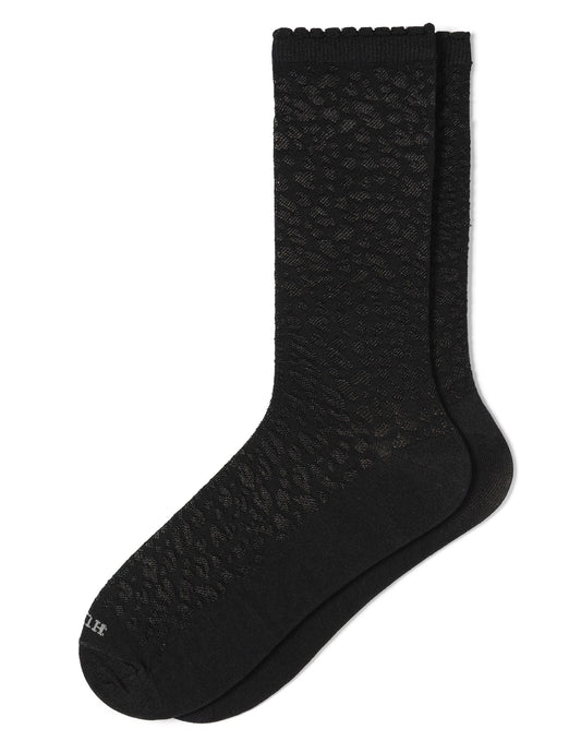 Hue Textured Animal Crew Sock - Black