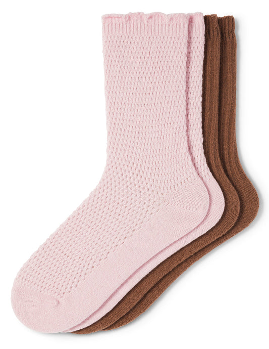 Hue Lattice Sock 2 Pair Pack - Almond Blossom
