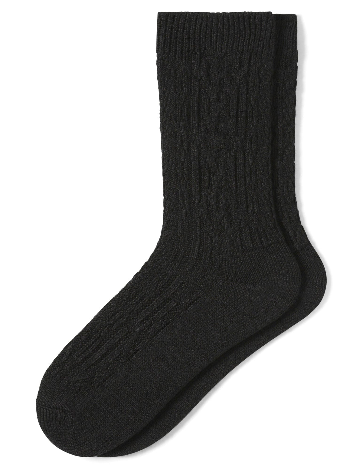 Hue Cable Crew Sock 2 Pair Pack - Black